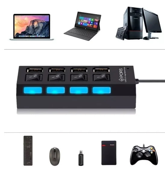 2.0 - 7 Ports Pc Hd External Pendrive Usb Ruler Hub Extension