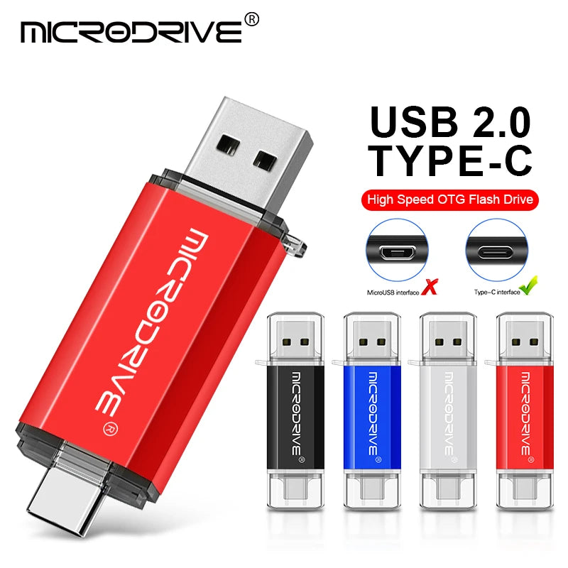 Android OTG 2 in 1 USB Flash Drives 1GB 4GB 8GB 16GB Type-C Micro 256GB 128GB 64GB 32GB Pendrives Pen Drive Cle For Phone