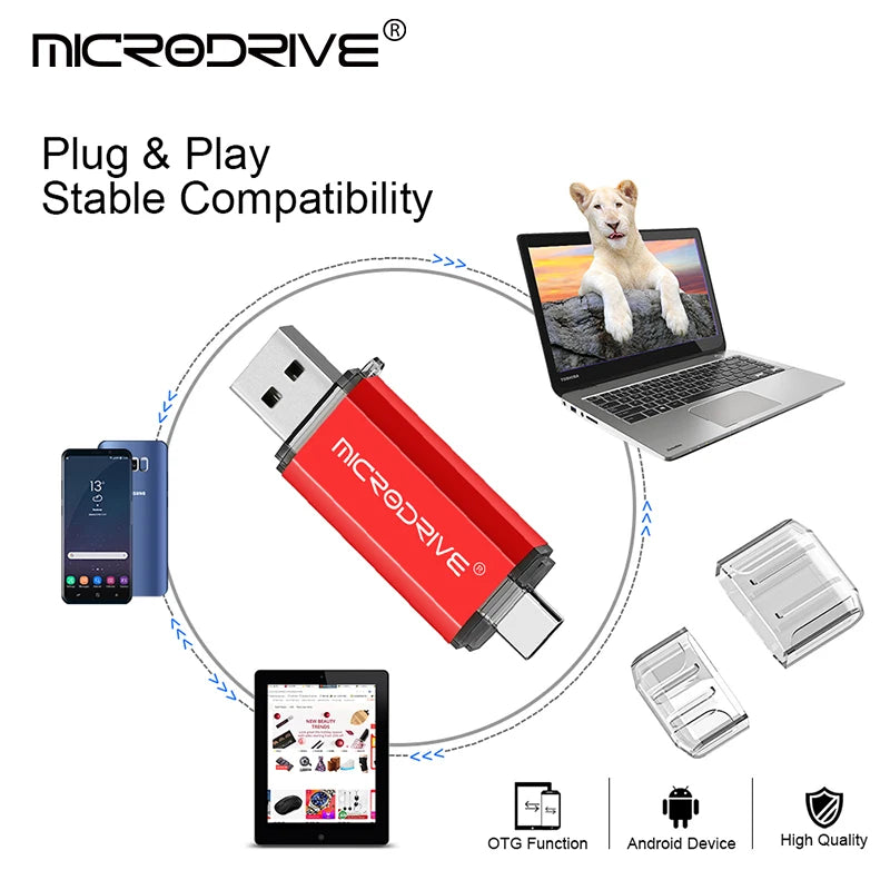 Android OTG 2 in 1 USB Flash Drives 1GB 4GB 8GB 16GB Type-C Micro 256GB 128GB 64GB 32GB Pendrives Pen Drive Cle For Phone