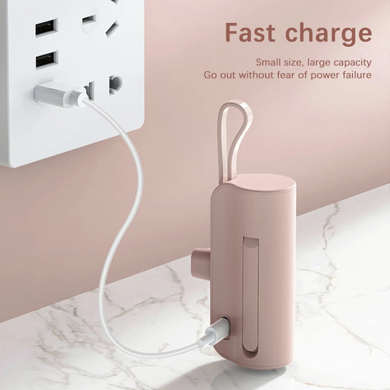 10000mAh Mini Power Bank With Fast Wireless Charging and Embedded Cable For Day and Work In Office