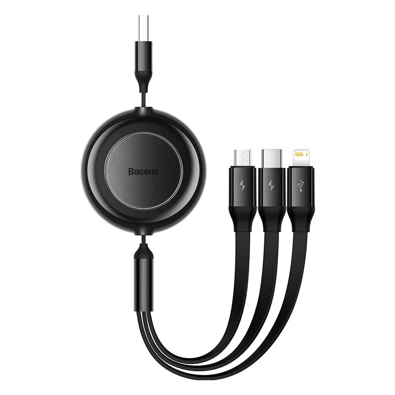 Baseus 3 in 1 Retractable USB Cable for iPhone Charger Fast Wire Charging Cable For Android Phone Type C For Xiaomi Samsung