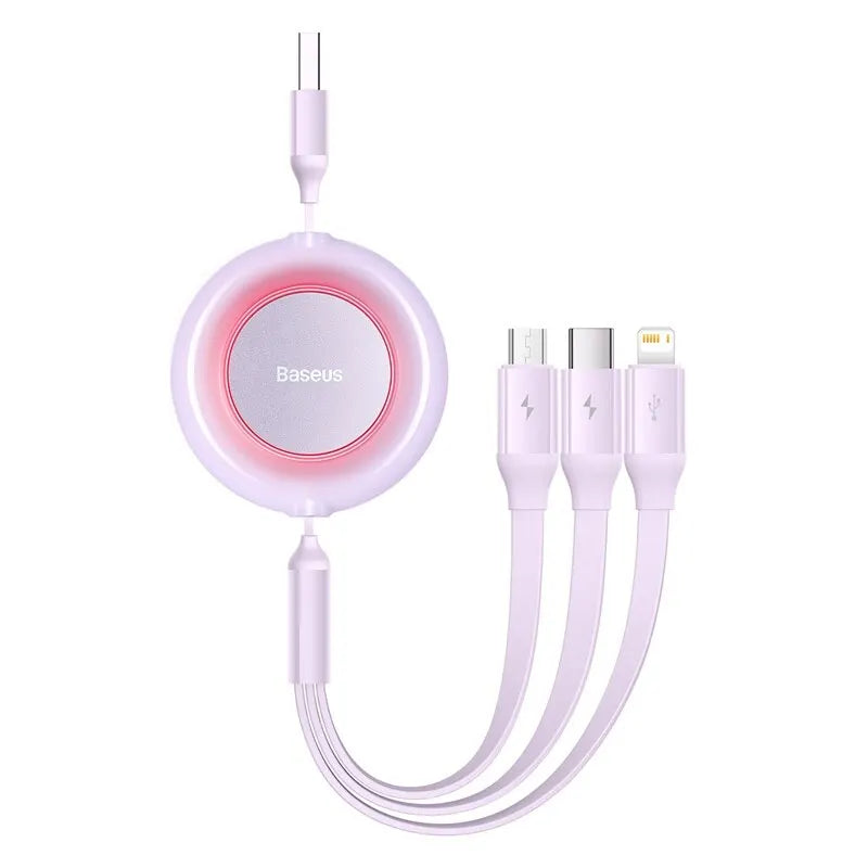 Baseus 3 in 1 Retractable USB Cable for iPhone Charger Fast Wire Charging Cable For Android Phone Type C For Xiaomi Samsung