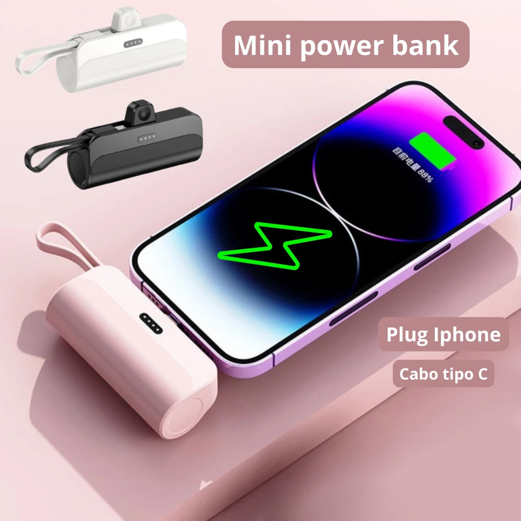 10000mAh Mini Power Bank With Fast Wireless Charging and Embedded Cable For Day and Work In Office