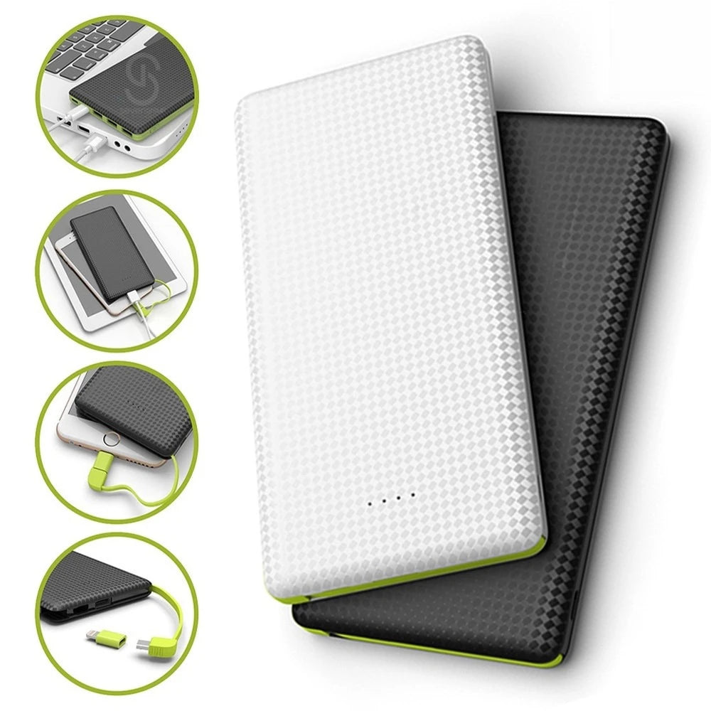 Power Bank 10000mAh Portátil Carregamento Rápido Compacto Leve Bateria Externa Para Celular Emergência
