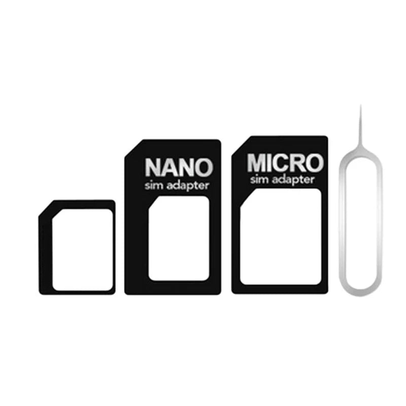 Nano SIM Card to Micro Adapter 4 In 1 SIM Convert Micro Sim Adapter With Eject Pin For IPhone Samsung Mobile Phone Accessories