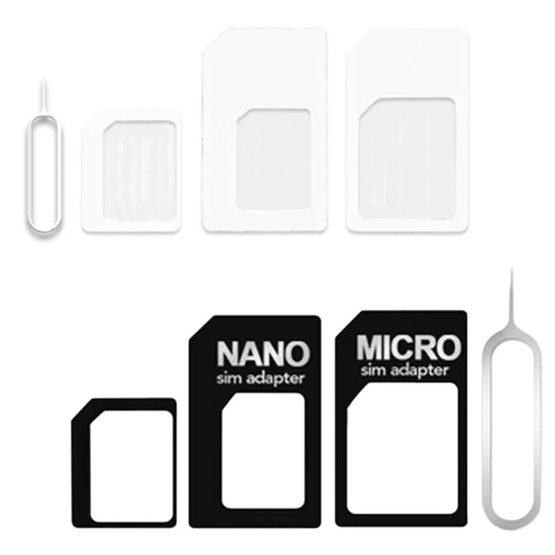 Nano SIM Card to Micro Adapter 4 In 1 SIM Convert Micro Sim Adapter With Eject Pin For IPhone Samsung Mobile Phone Accessories