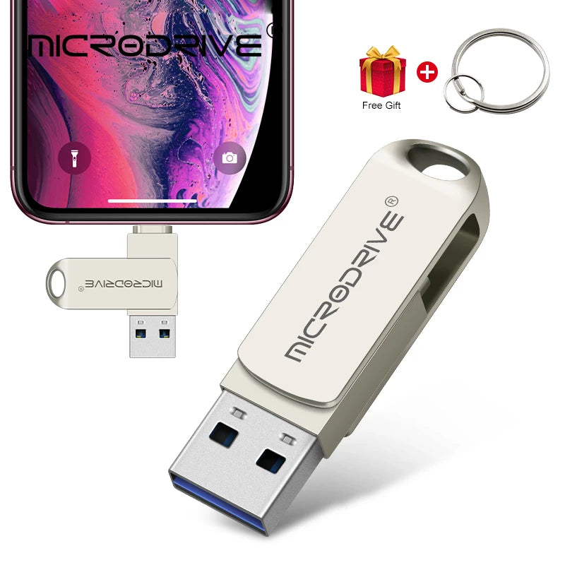 For iphone/ipad/OTG flash drive memory stick pendrive mobile Micro USB Flash Drive 32GB 64GB 128GB 256GB pen drive usb3.0