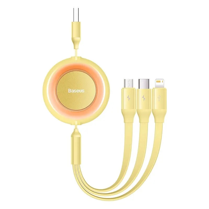 Baseus 3 in 1 Retractable USB Cable for iPhone Charger Fast Wire Charging Cable For Android Phone Type C For Xiaomi Samsung