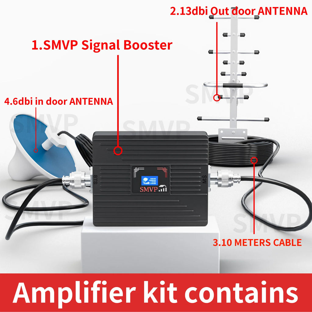 SMVP Cellular Signal Amplifier 2G 3G 4G Cellular Amplifier GSM 700 900 1800 2100MHZ Mobile Signal Booster Repeater GSM Repeater
