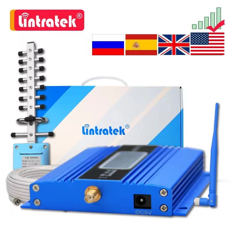Cellular Amplifier GSM 2G 900 3G UMTS 2100 4G LTE 1800MHZ DCS Signal Booster Cell Mobile Phone  + Antenna + 10m Cable Repeater
