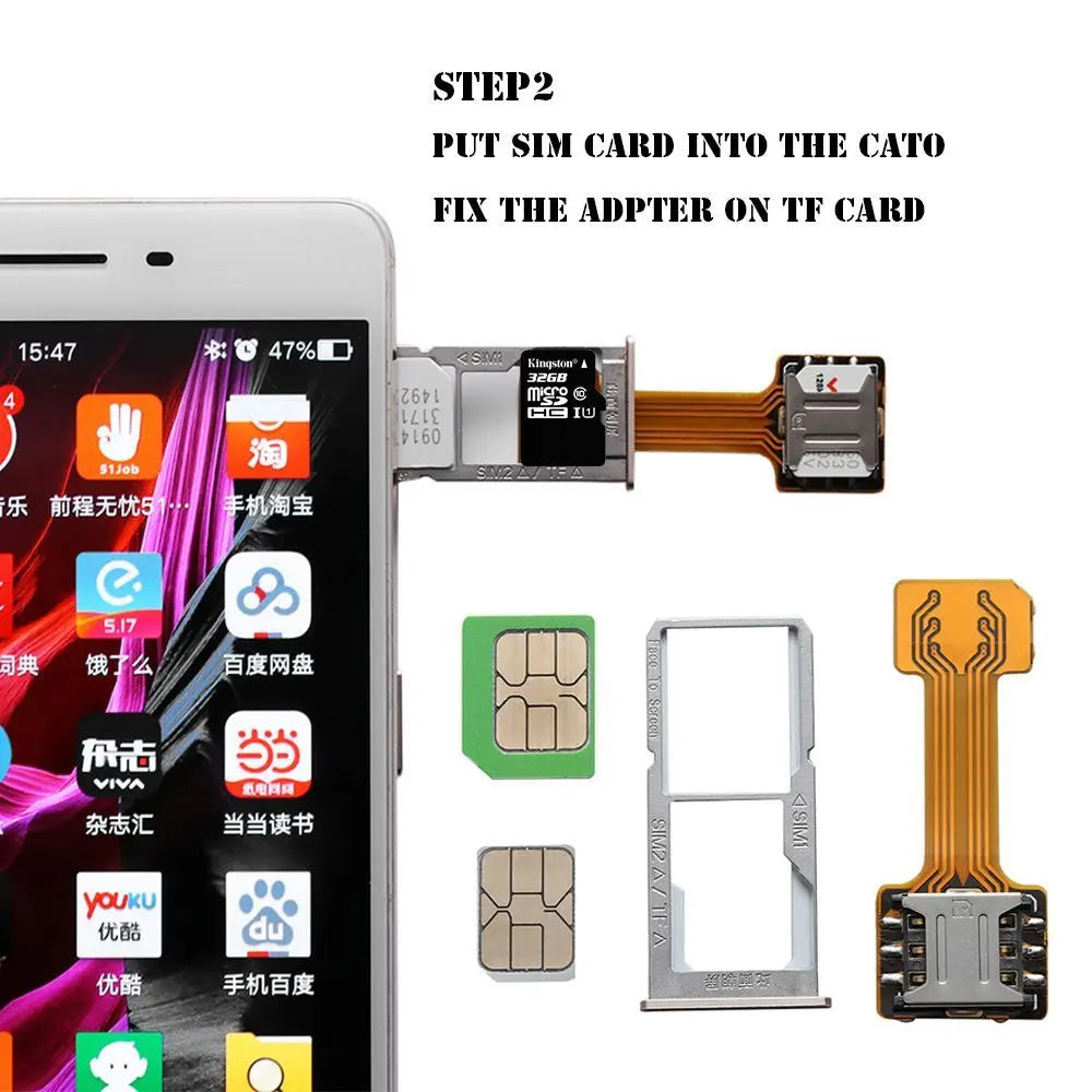 Geek DIY Android Phone Hybrid Sim Slot Nano Cato For Micro SD Extender Dual SIM Card Adapter