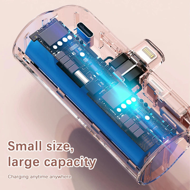 10000mAh Mini Power Bank With Fast Wireless Charging and Embedded Cable For Day and Work In Office