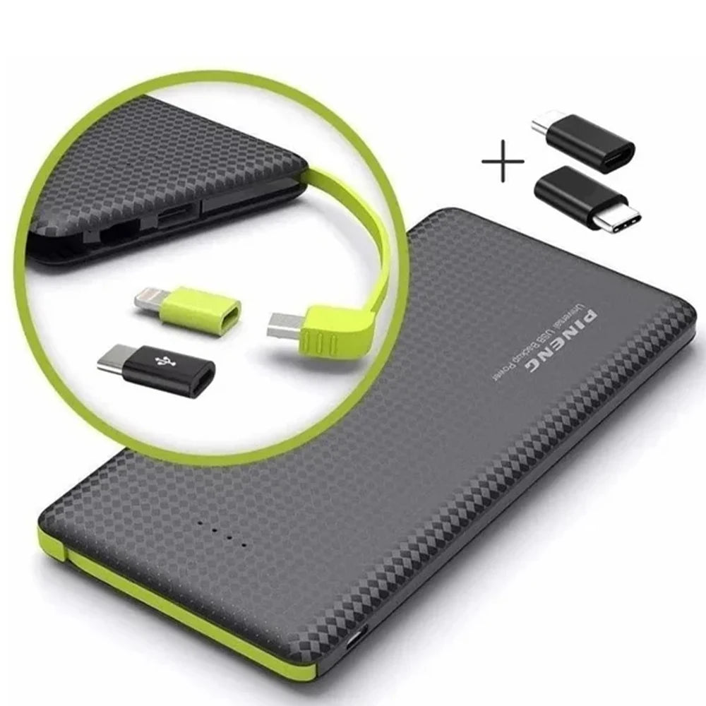 Power Bank 10000mAh Portátil Carregamento Rápido Compacto Leve Bateria Externa Para Celular Emergência