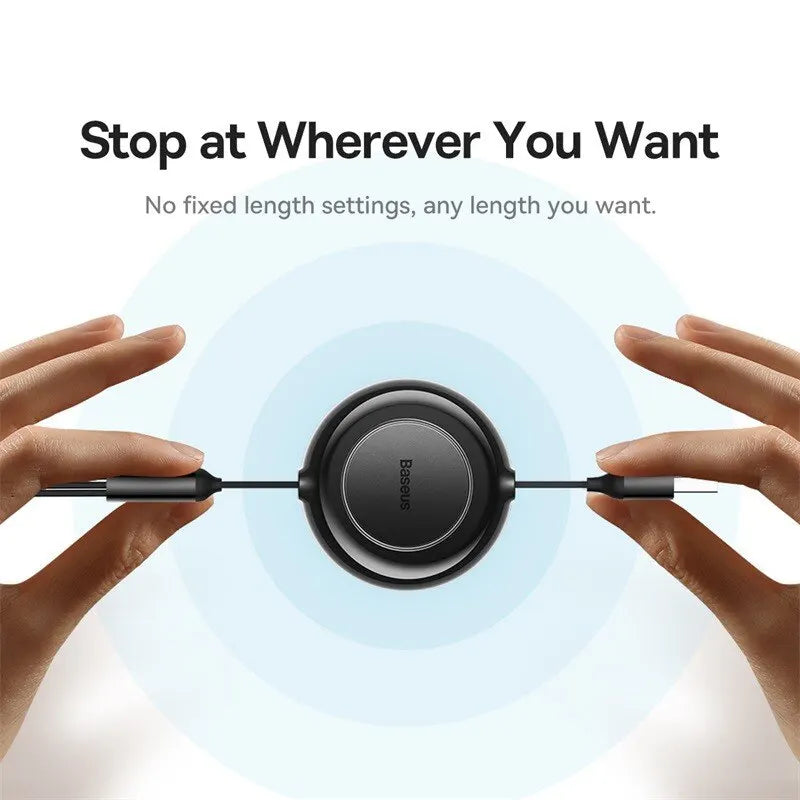 Baseus 3 in 1 Retractable USB Cable for iPhone Charger Fast Wire Charging Cable For Android Phone Type C For Xiaomi Samsung