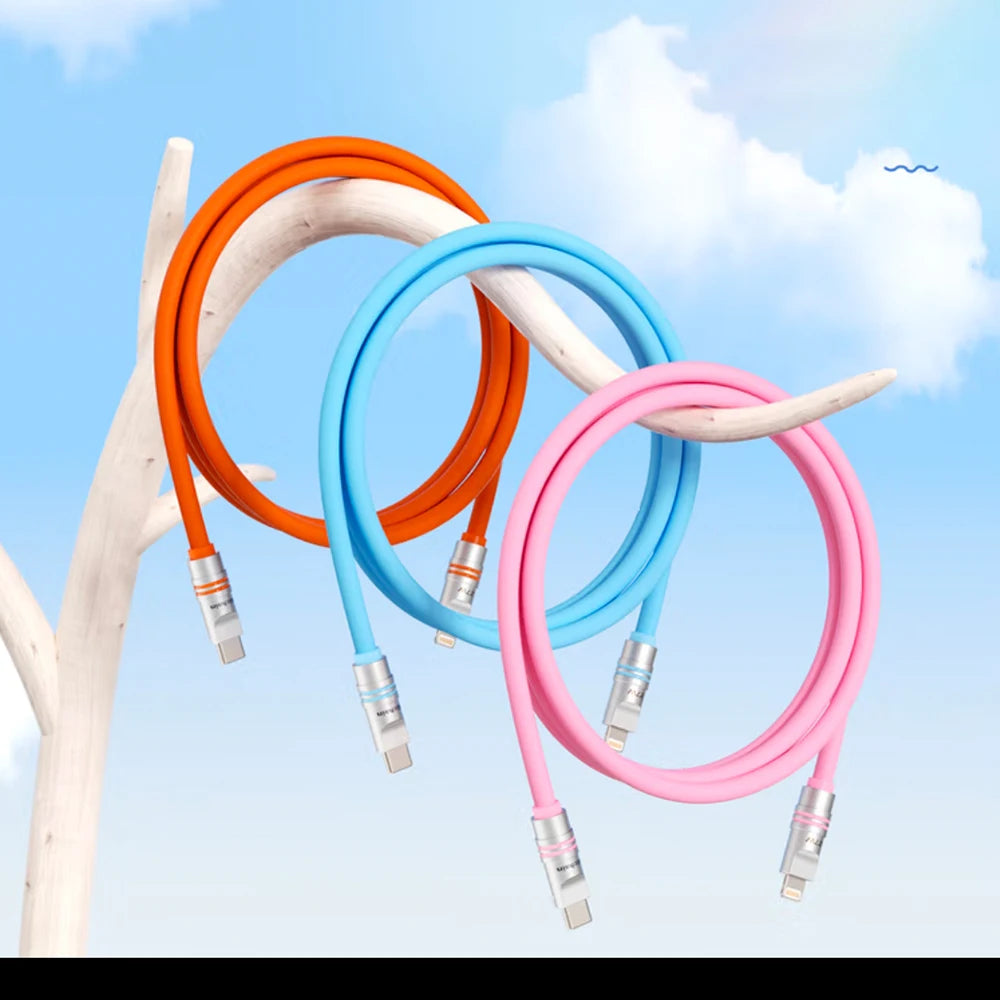 Hichain 2pack MFi PD27W USB C To Lightning Cable For iPhone 12/13/14 Liquid Silicone Fast Charging Cable For iPad Mini C Cable