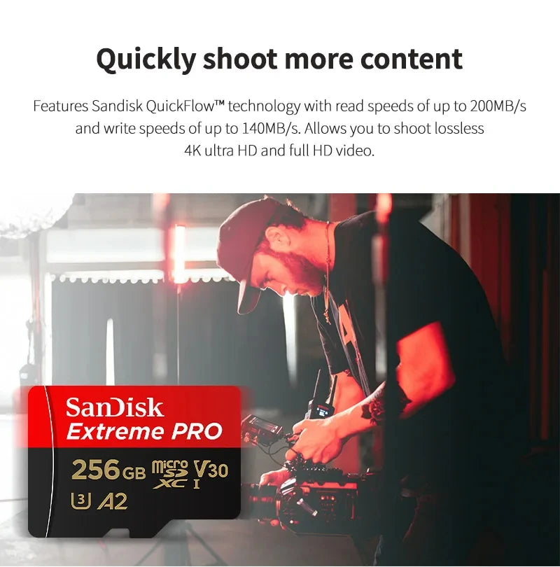 SanDisk Extreme PRO Micro SD Card 128GB 64GB 32GB 512GB 256G 400G Micro SD 1TB Flash Memory Card SD U3 4K V30 Microsd TF Cards
